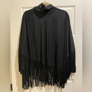 Noisy May - Black Fringe Poncho - One Size